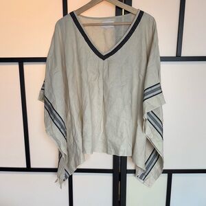 Linen Kimono Top V-neck Peck & Peck.Beachy Coastal Summer Neutrals Boho Linen